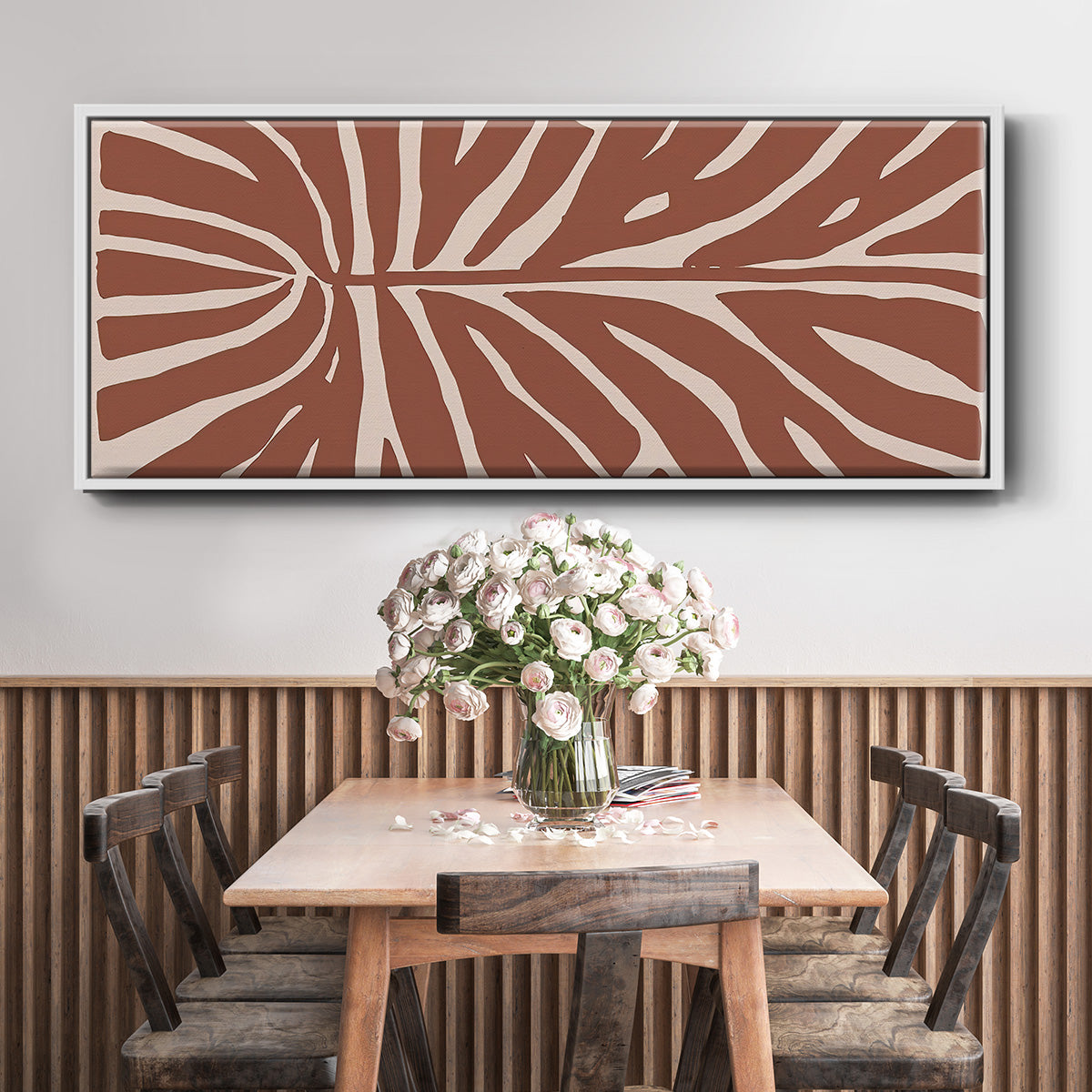 Terra Cotta Block Palms III - Floater Framed Canvas Print