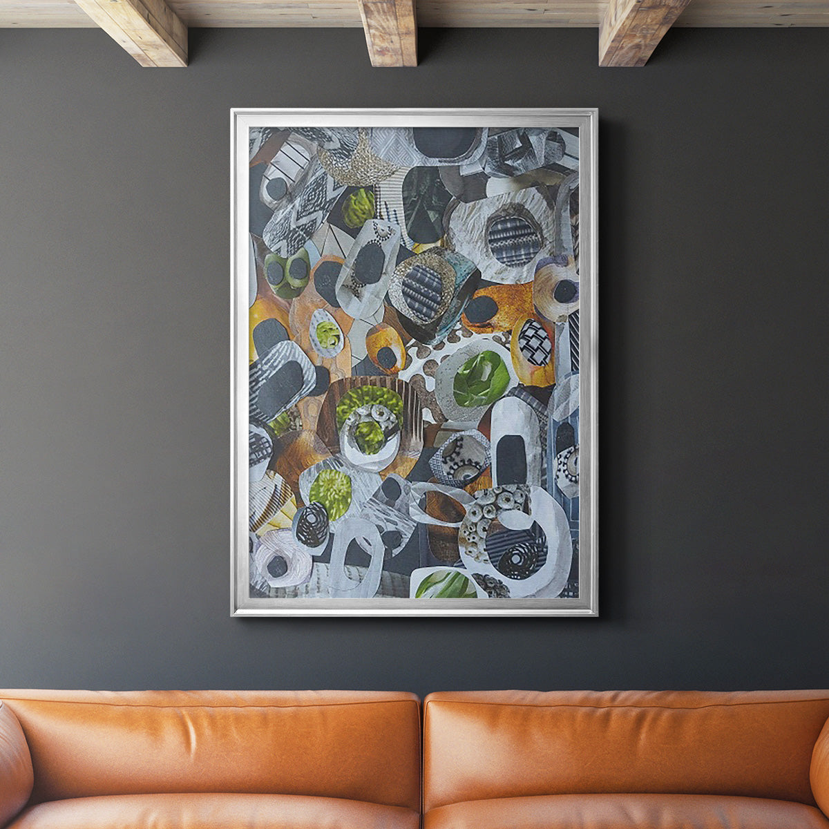 Big Sur Stones and Kelp - Modern Framed Canvas Print