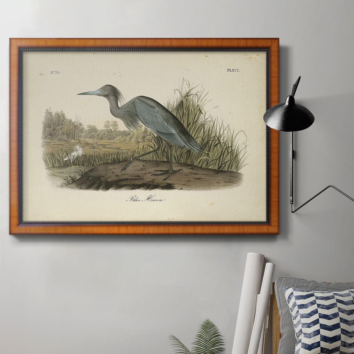 Audubons Blue Heron Premium Framed Canvas- Ready to Hang