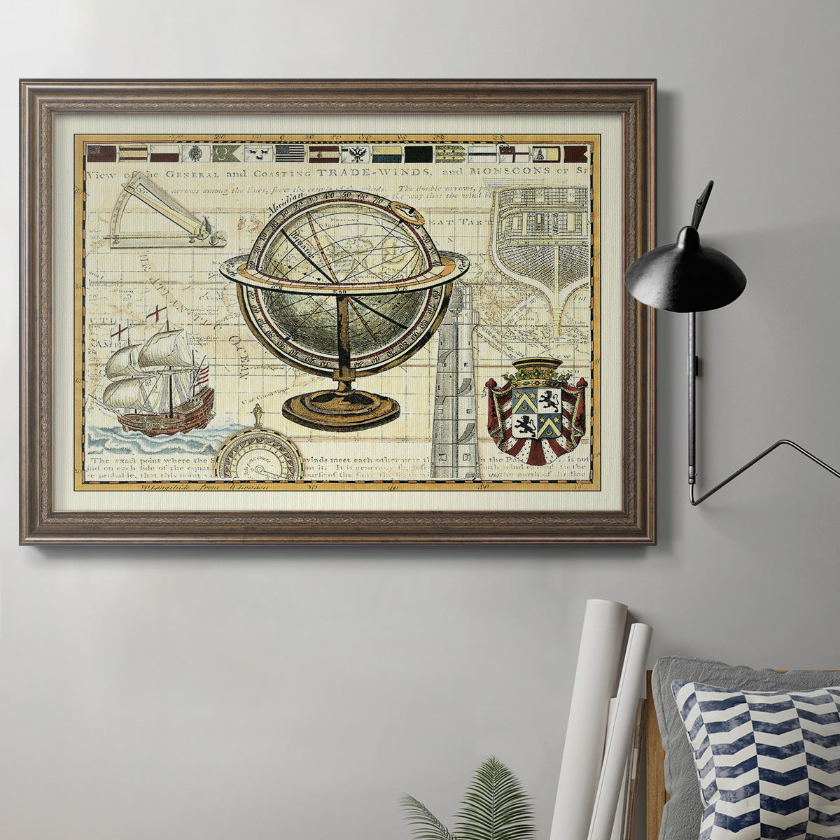 Nautical Map II Premium Framed Canvas- Ready to Hang