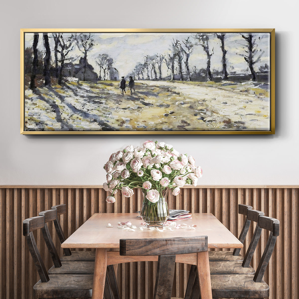 The Road, Effect of Snow at Sunset, 1869 - Floater Framed Canvas Print