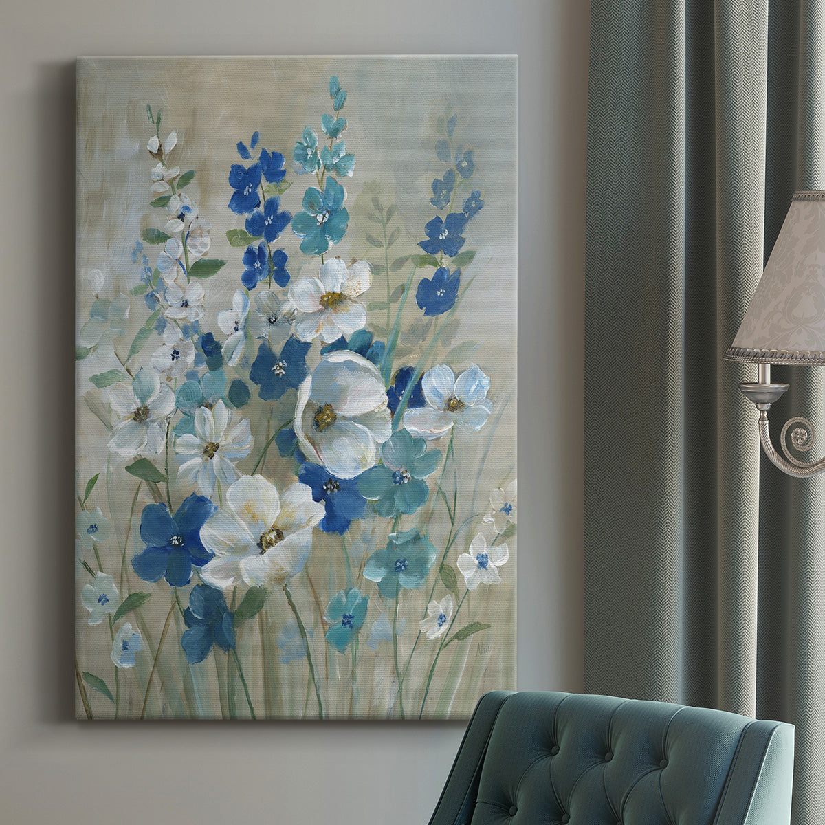 Blue Garden I Premium Gallery Wrapped Canvas - Ready to Hang