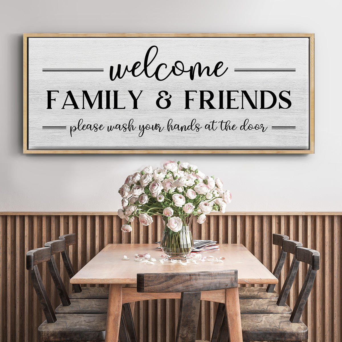Welcome Family & Friends - Floater Framed Canvas Print