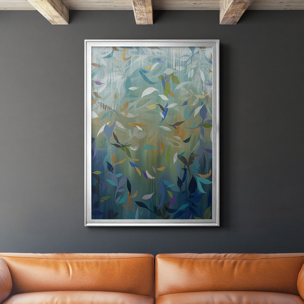 Falling Leaves - Modern Framed Canvas Print