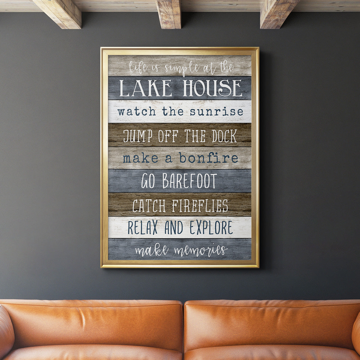 Simple Lake Rules - Modern Framed Canvas Print