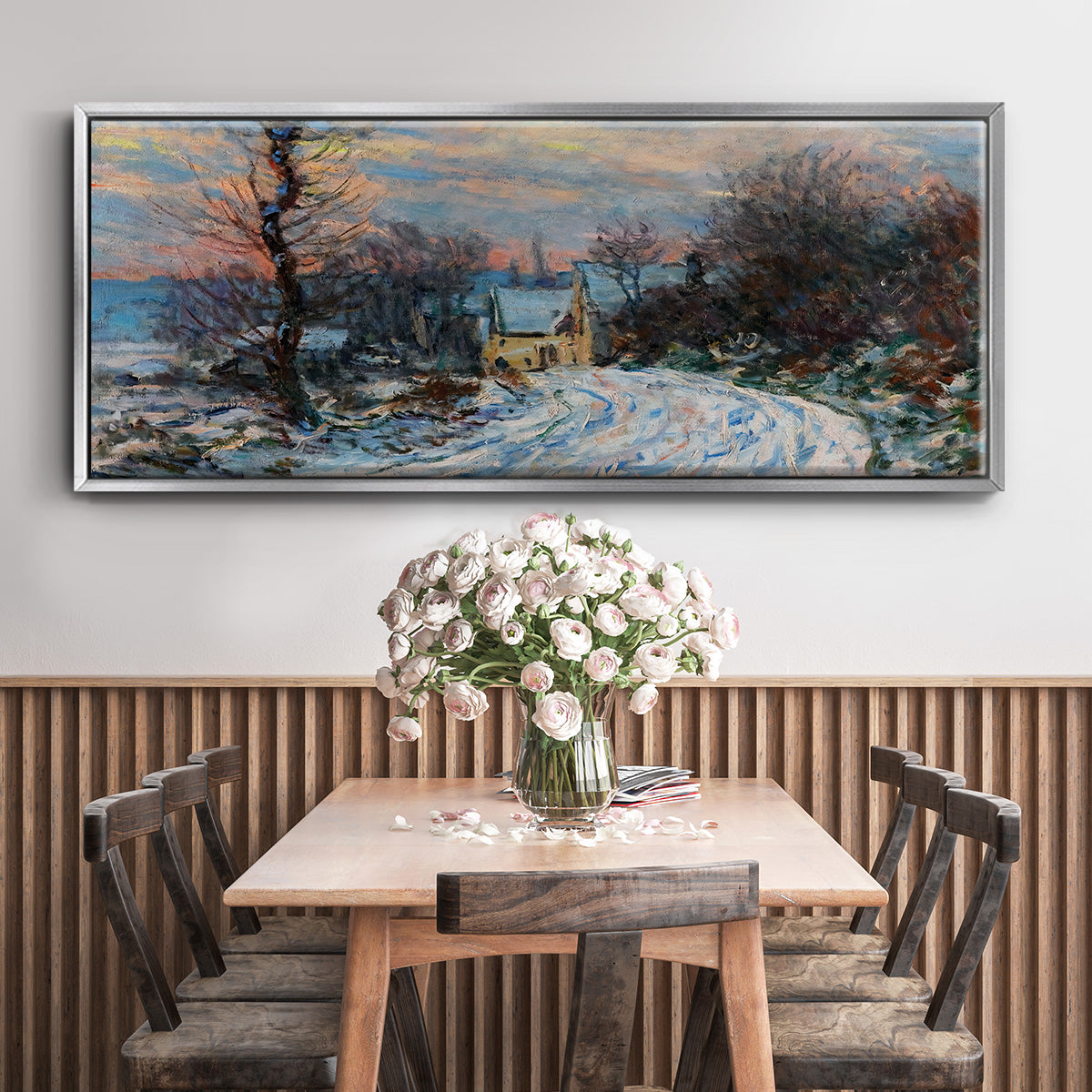 Road to Giverny in Winter, 1885 - Floater Framed Canvas Print