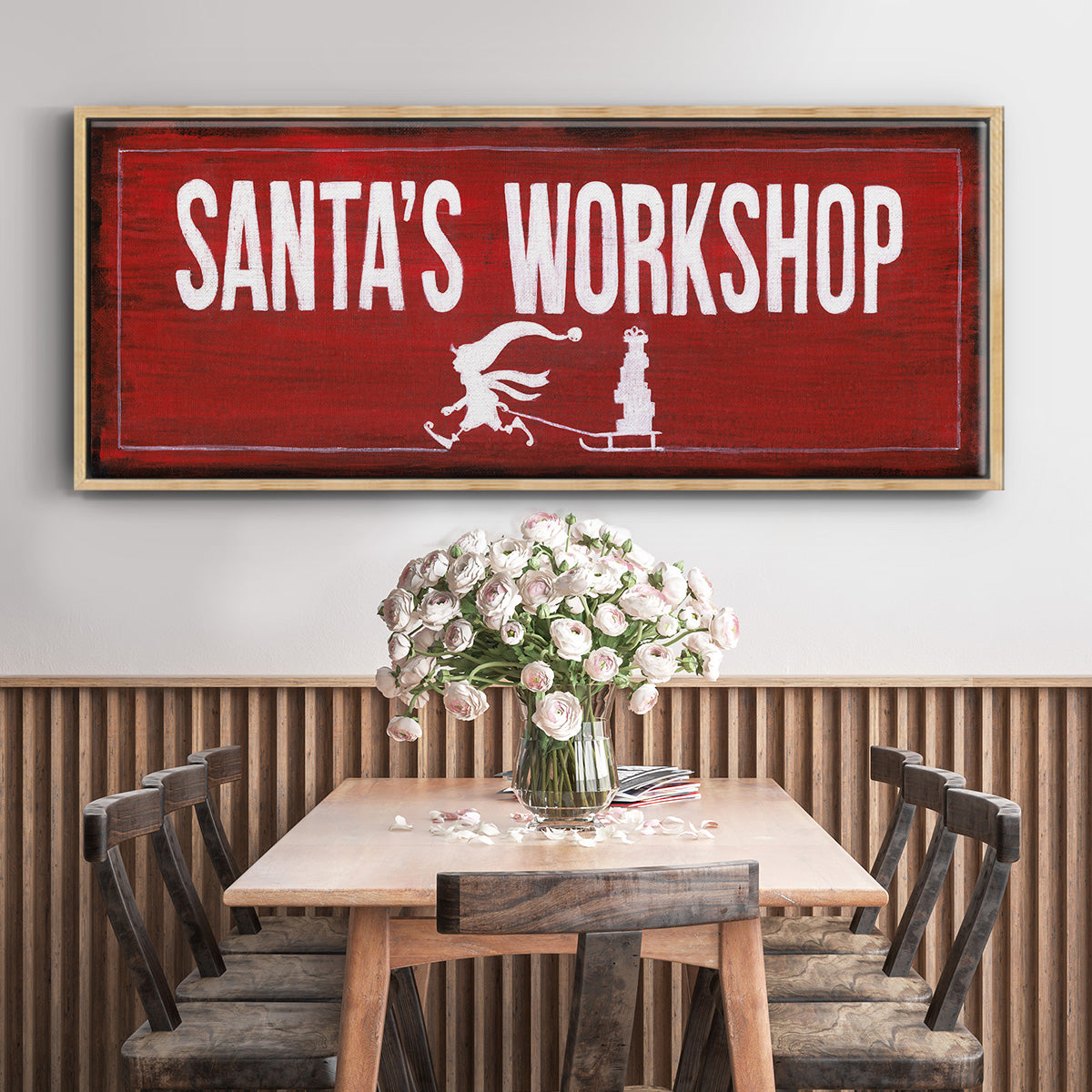 Santa's Workshop - Floater Framed Canvas Print