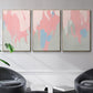 Blushing Abstract I - Framed Premium Gallery Wrapped Canvas L Frame 3 Piece Set - Ready to Hang