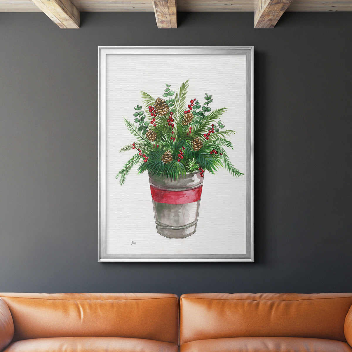Winter Greens - Modern Framed Canvas Print