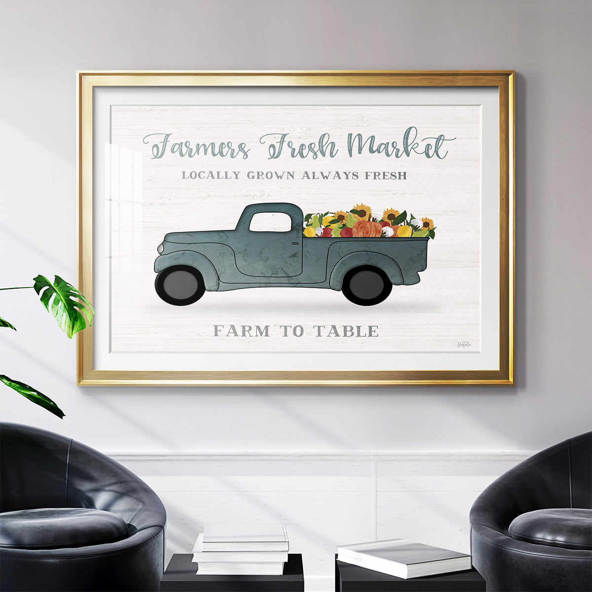 Fresh Sunflowers Truck - Modern Framed Art Print