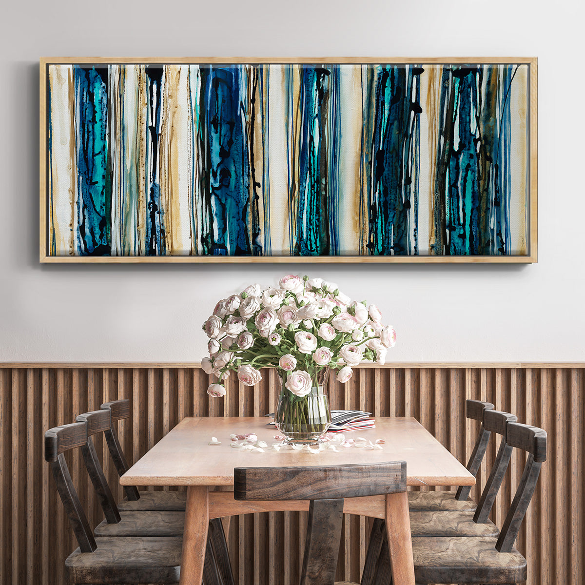 Blue Streaks - Floater Framed Canvas Print