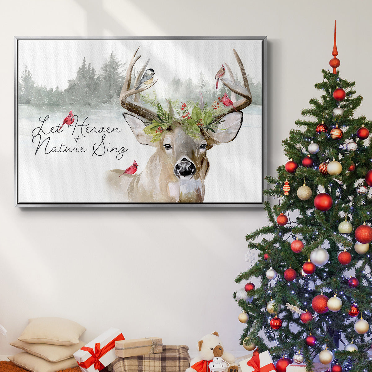 Holiday Deer Collection A - Floater Framed Canvas Print
