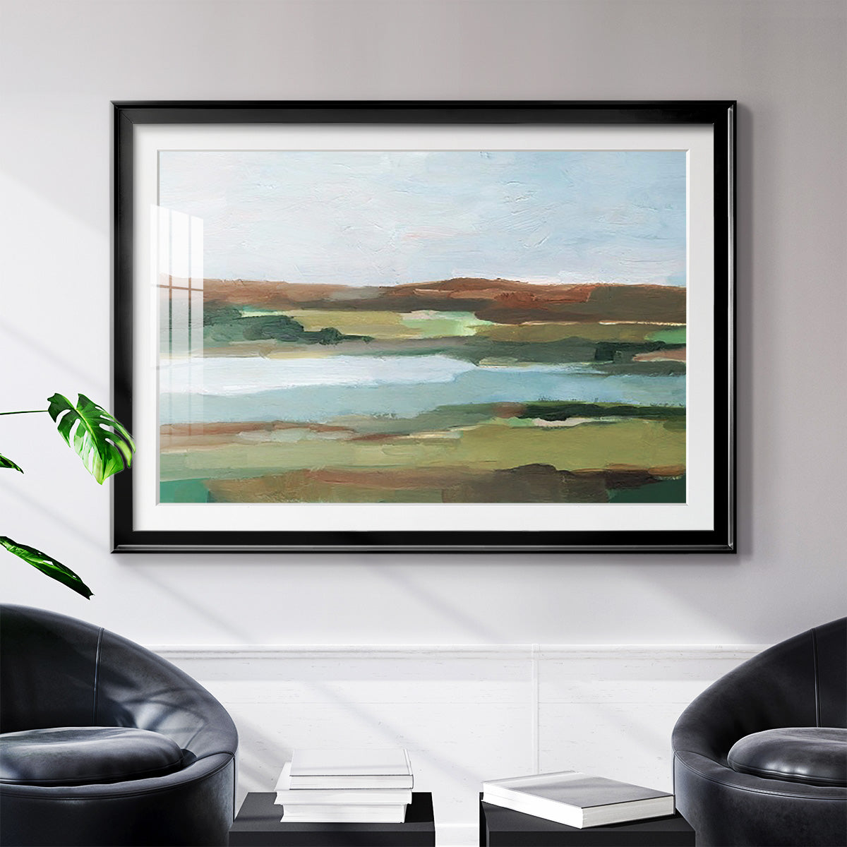 Autumn River Crossing II - Modern Framed Art Print