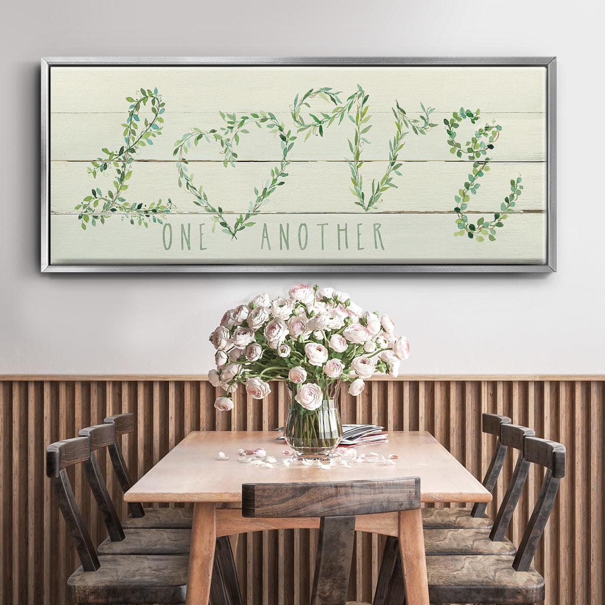Shiplap Vines Love - Floater Framed Canvas Print