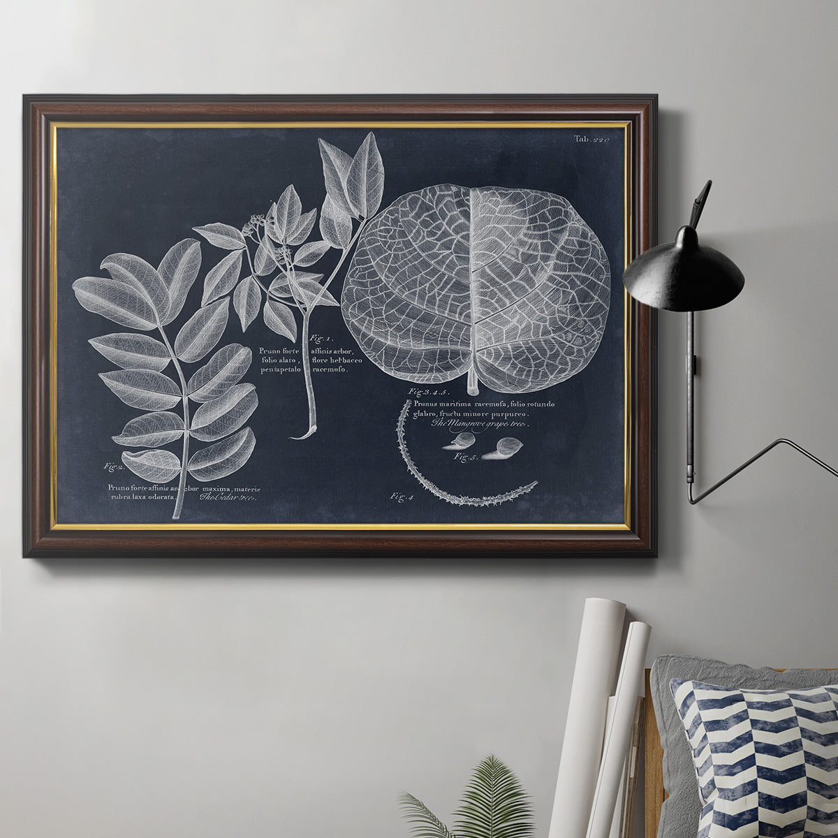 Foliage on Navy I Premium Framed Canvas- Ready to Hang