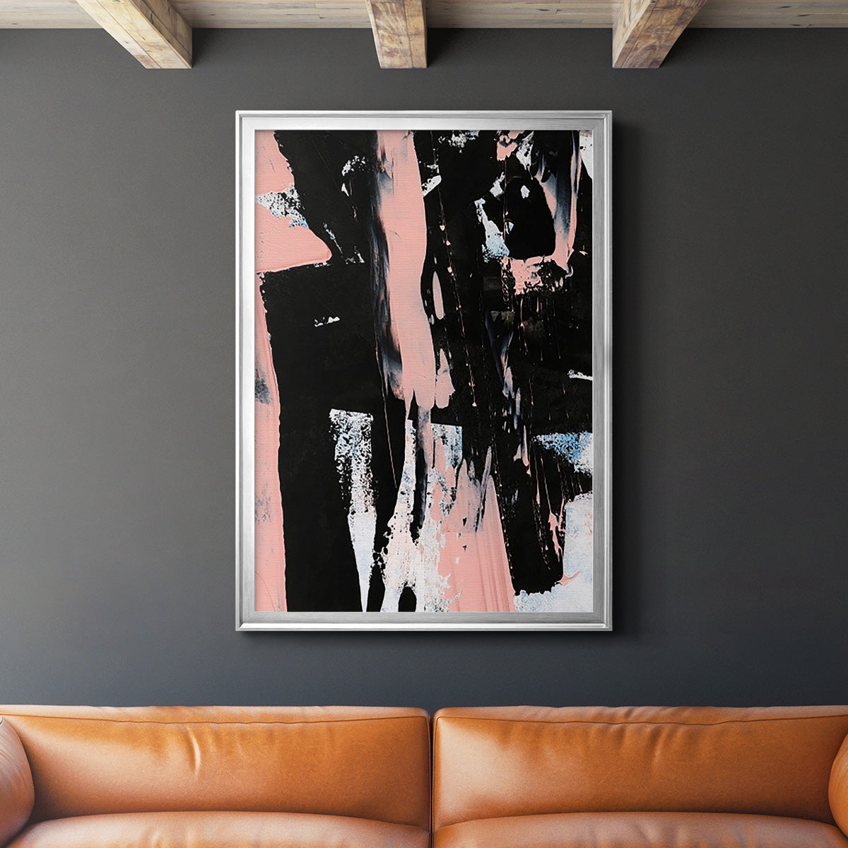 Black & Blush I - Modern Framed Canvas Print