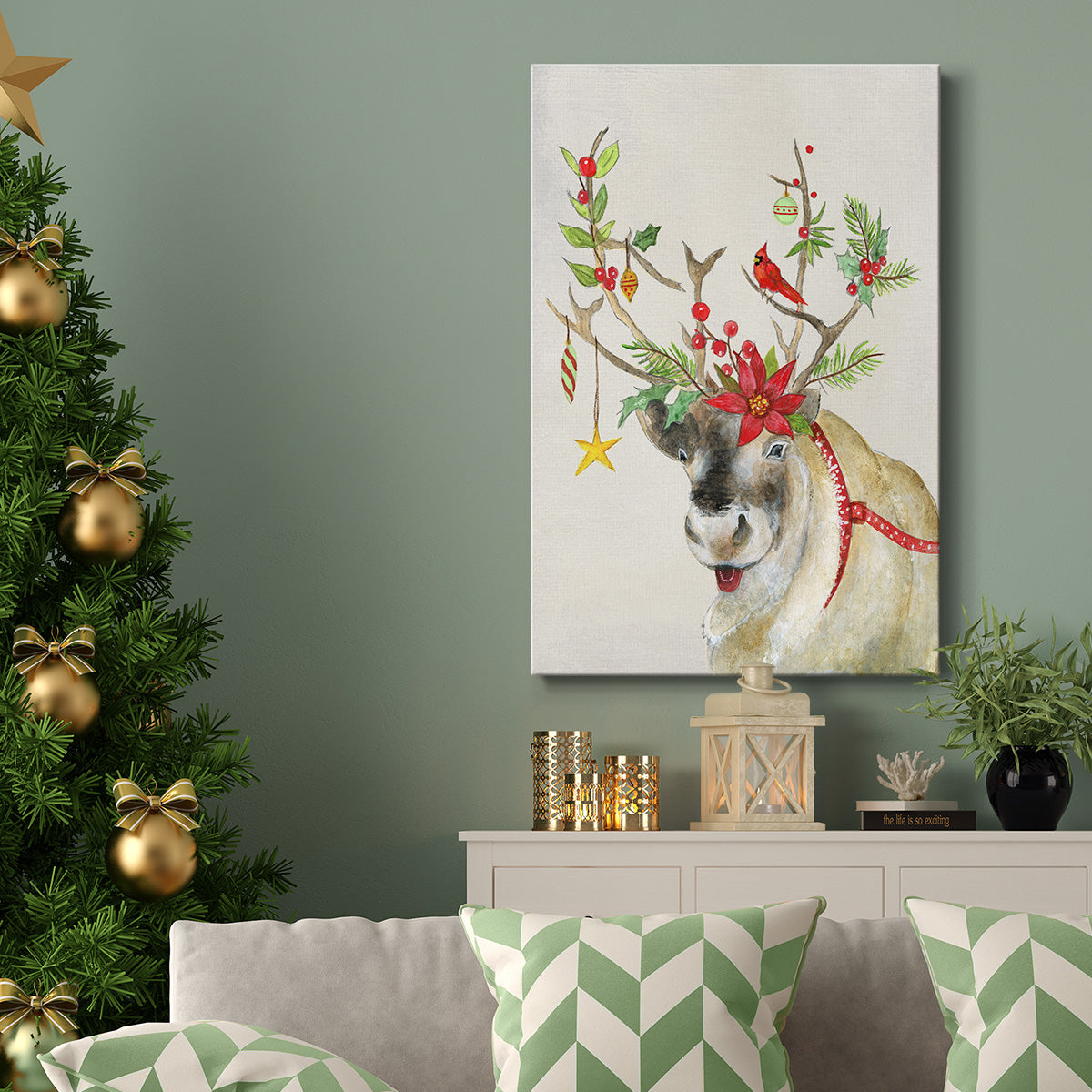 Playful Reindeer II - Gallery Wrapped Canvas