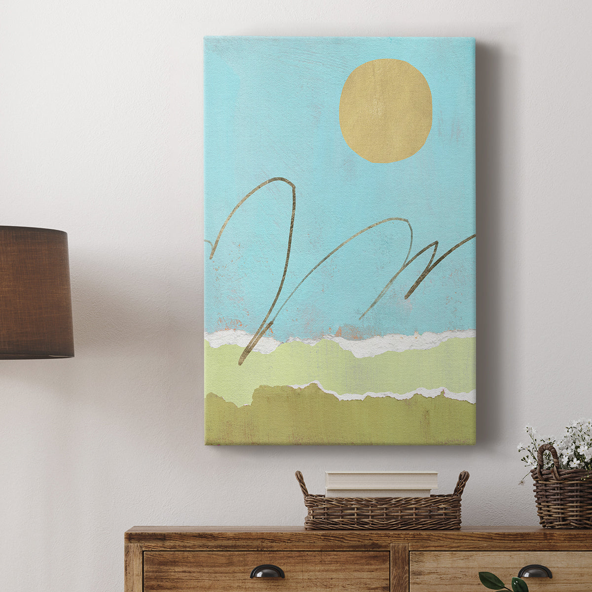 Green and Gold Pieced Landscape II - Canvas Art Print