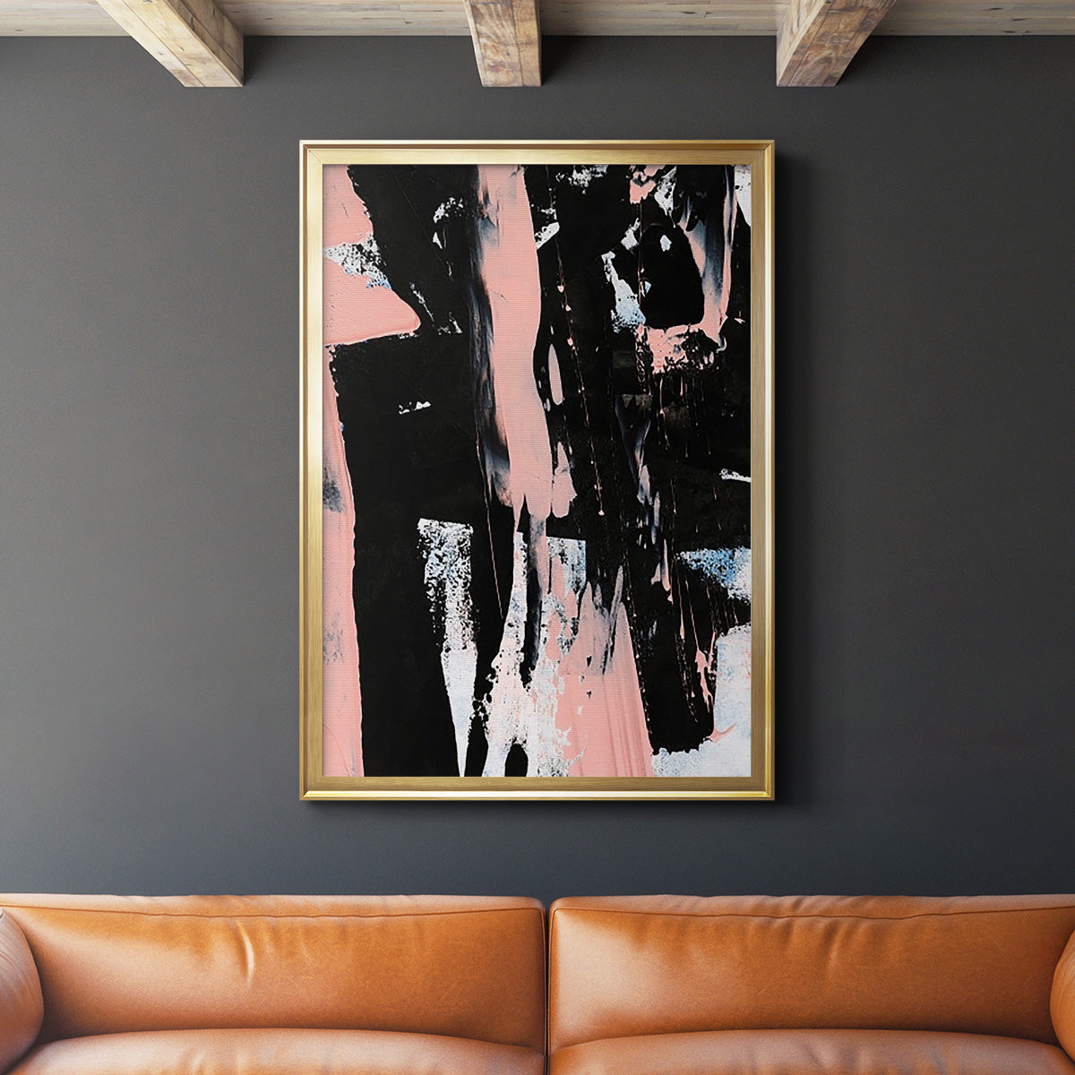 Black & Blush I - Modern Framed Canvas Print