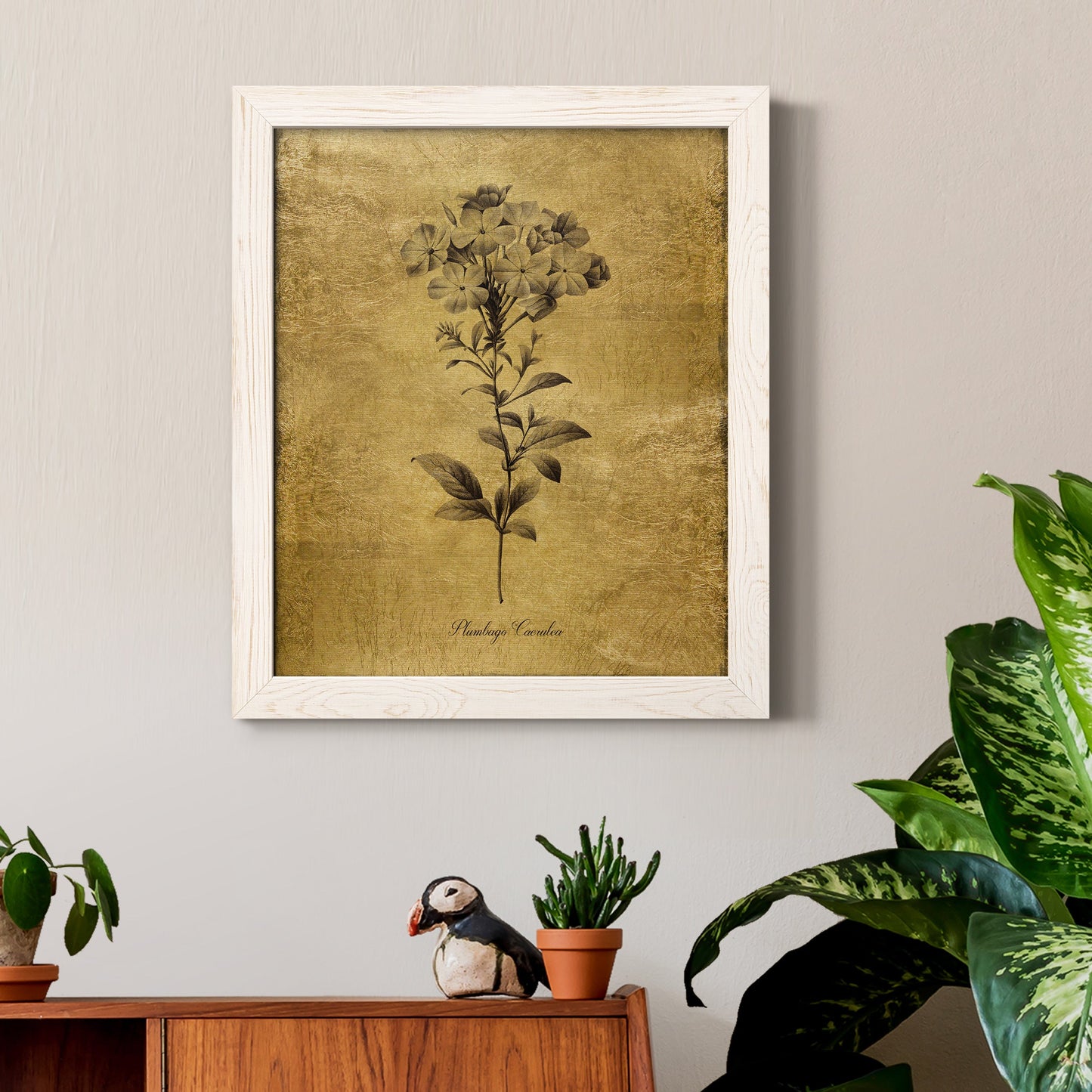 Gold Sketch Botanical II - Premium Canvas Framed in Barnwood - Ready to Hang