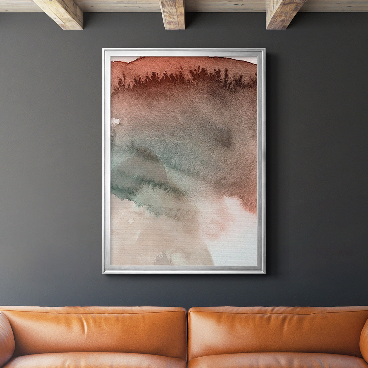 Red Ochre Abstract IV - Modern Framed Canvas Print