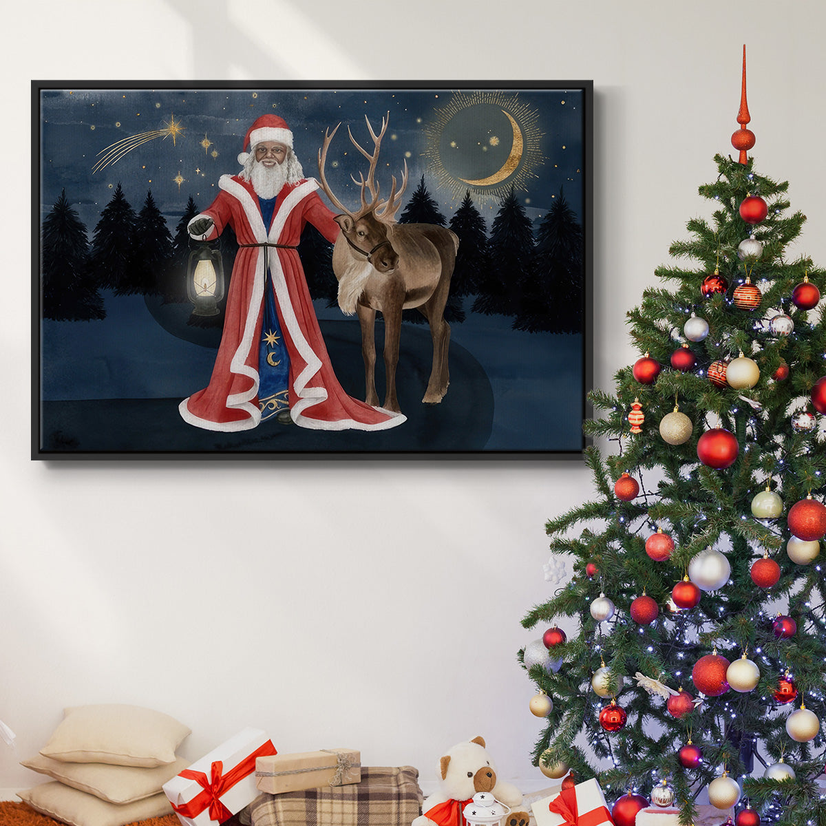 Celestial Christmas Collection A - Framed Gallery Wrapped Canvas in Floating Frame