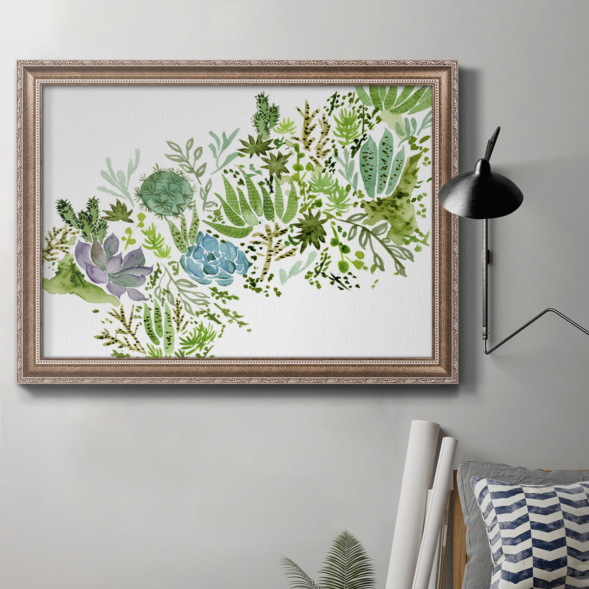 Succulent Field I Premium Framed Canvas- Ready to Hang