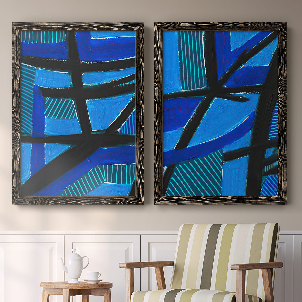 Involved Blues I - Premium Framed Canvas 2 Piece Set - Ready to Hang