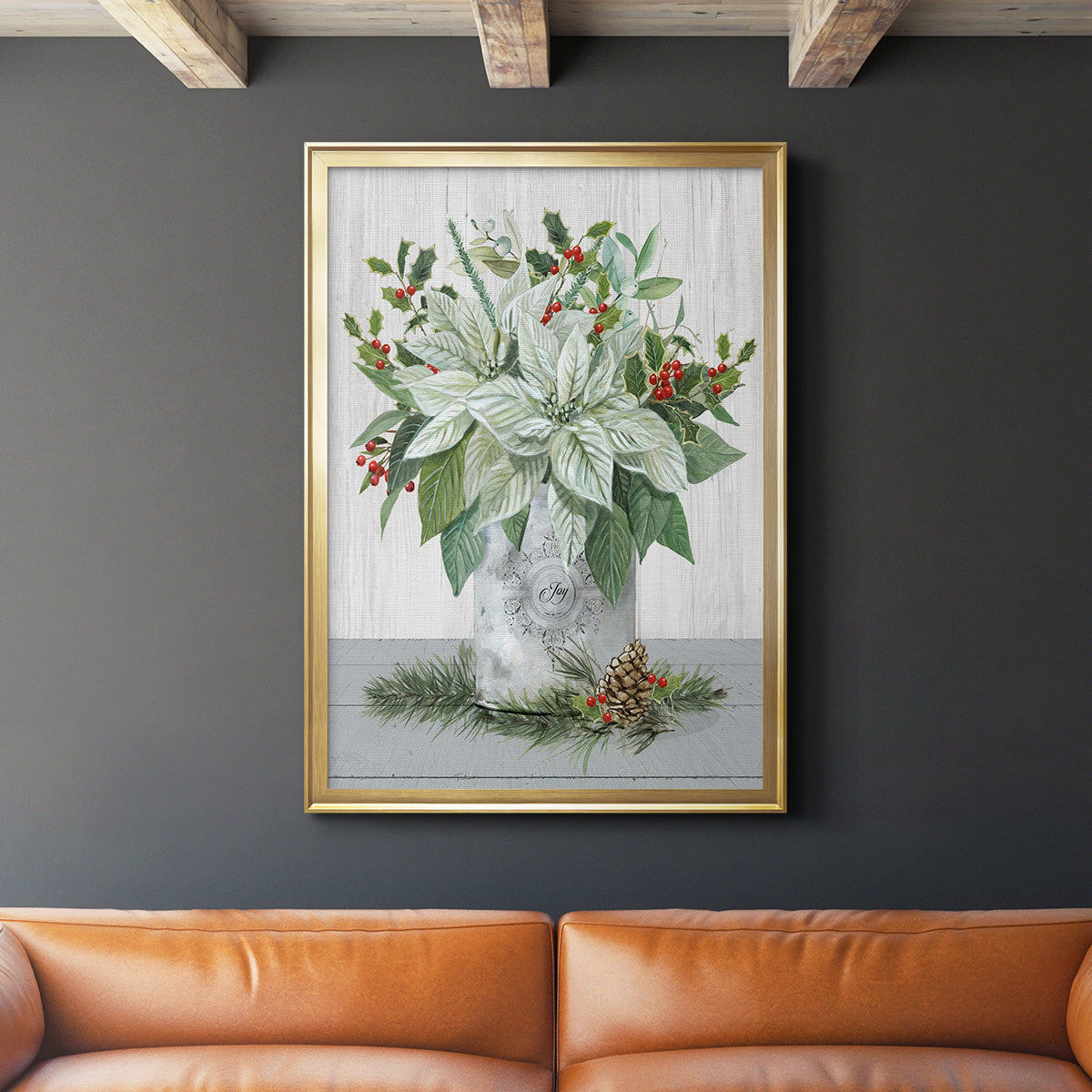 Farmhouse Christmas Joy - Modern Framed Canvas Print