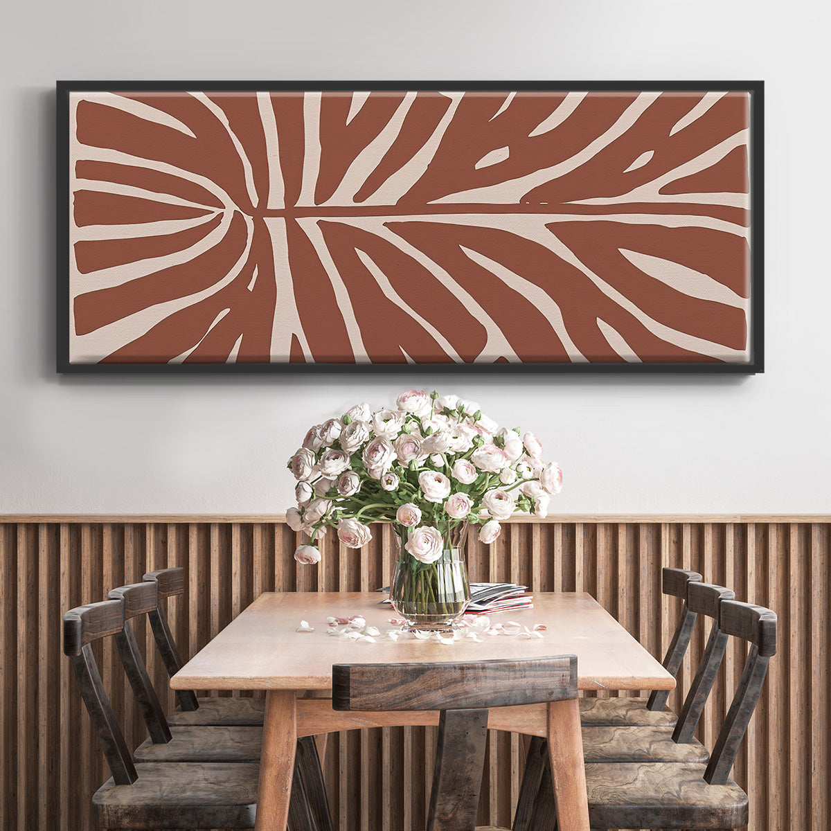 Terra Cotta Block Palms III - Floater Framed Canvas Print