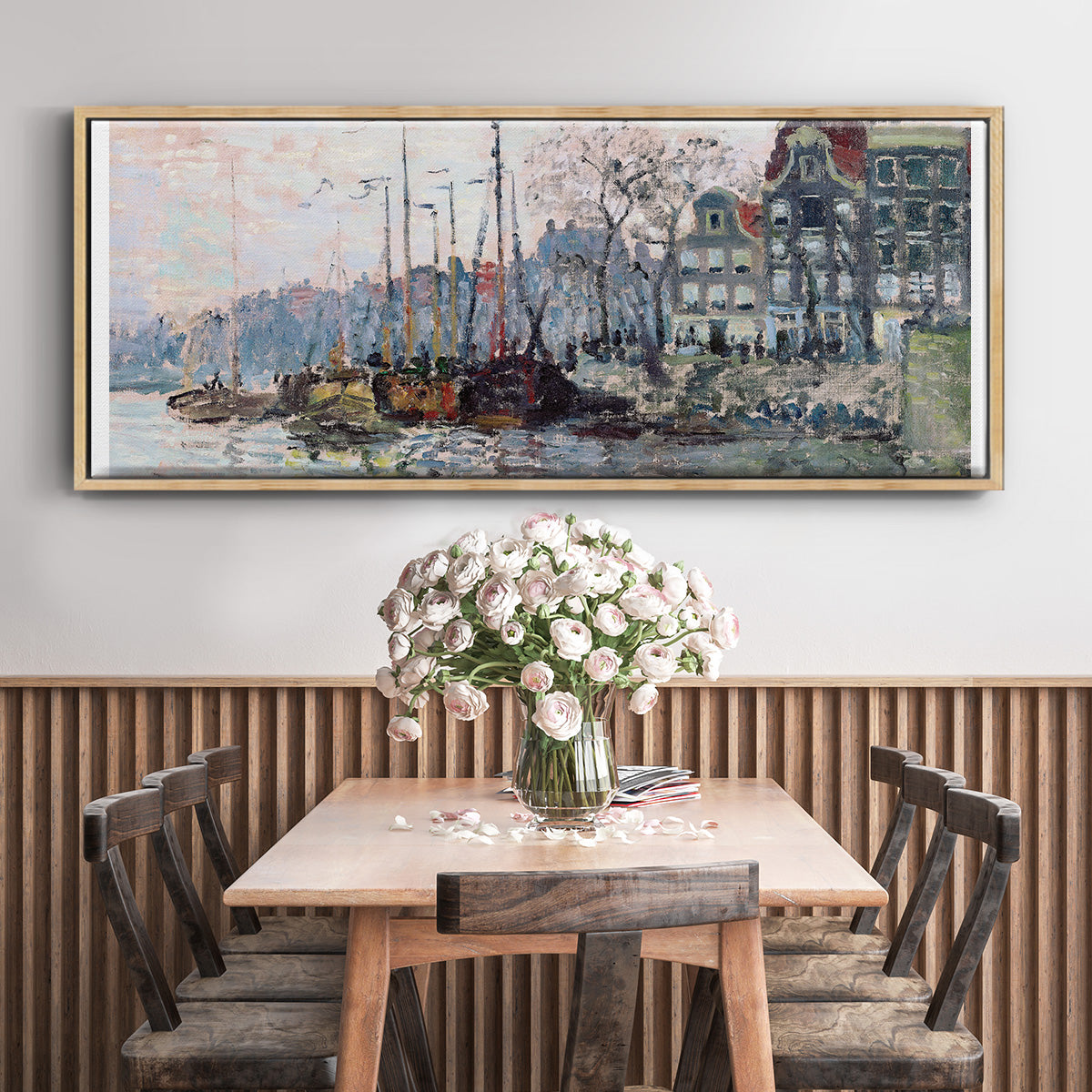 View of the Kromme Waal in Amsterdam - Floater Framed Canvas Print