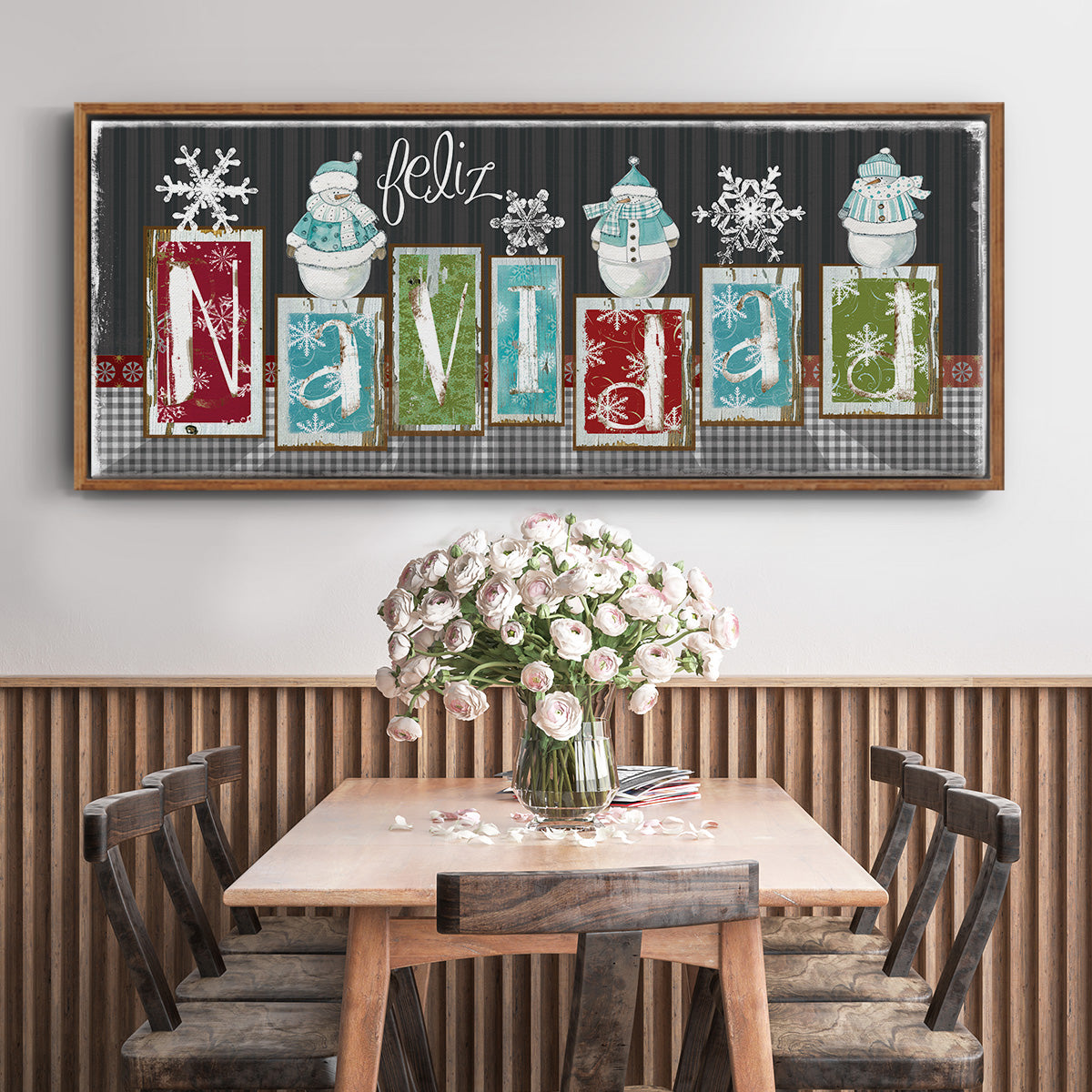 Navidad Blocks - Floater Framed Canvas Print