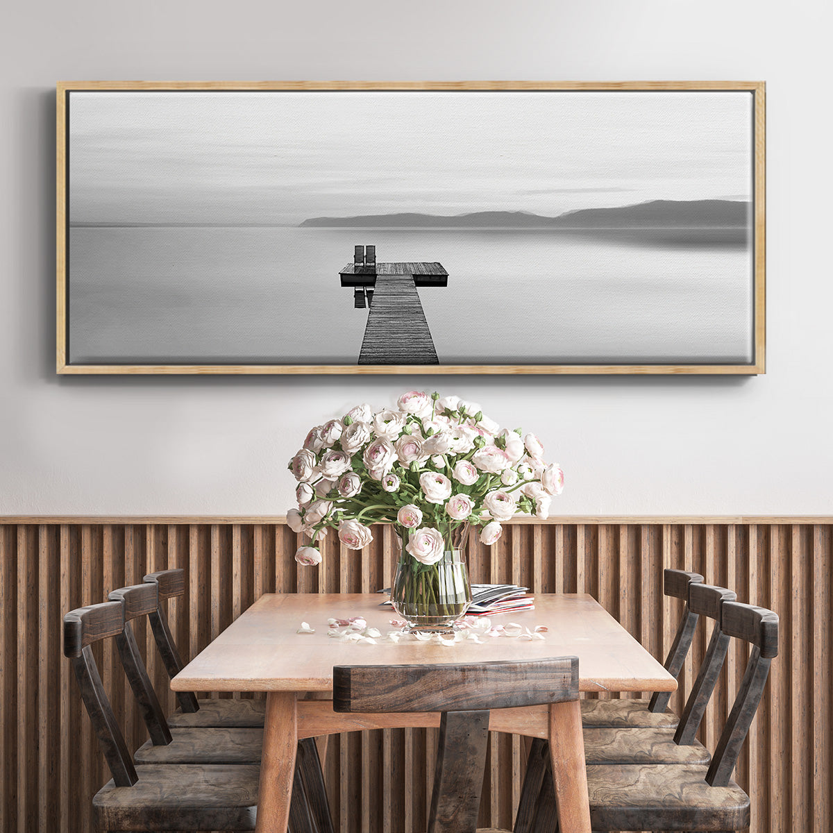 Black & White Water Panel XII - Floater Framed Canvas Print