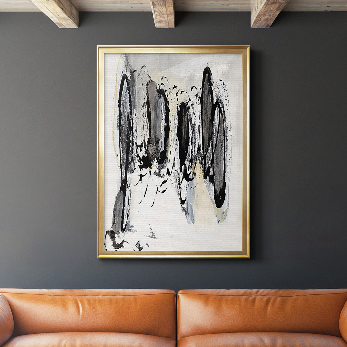 Grey Scribbles I - Modern Framed Canvas Print