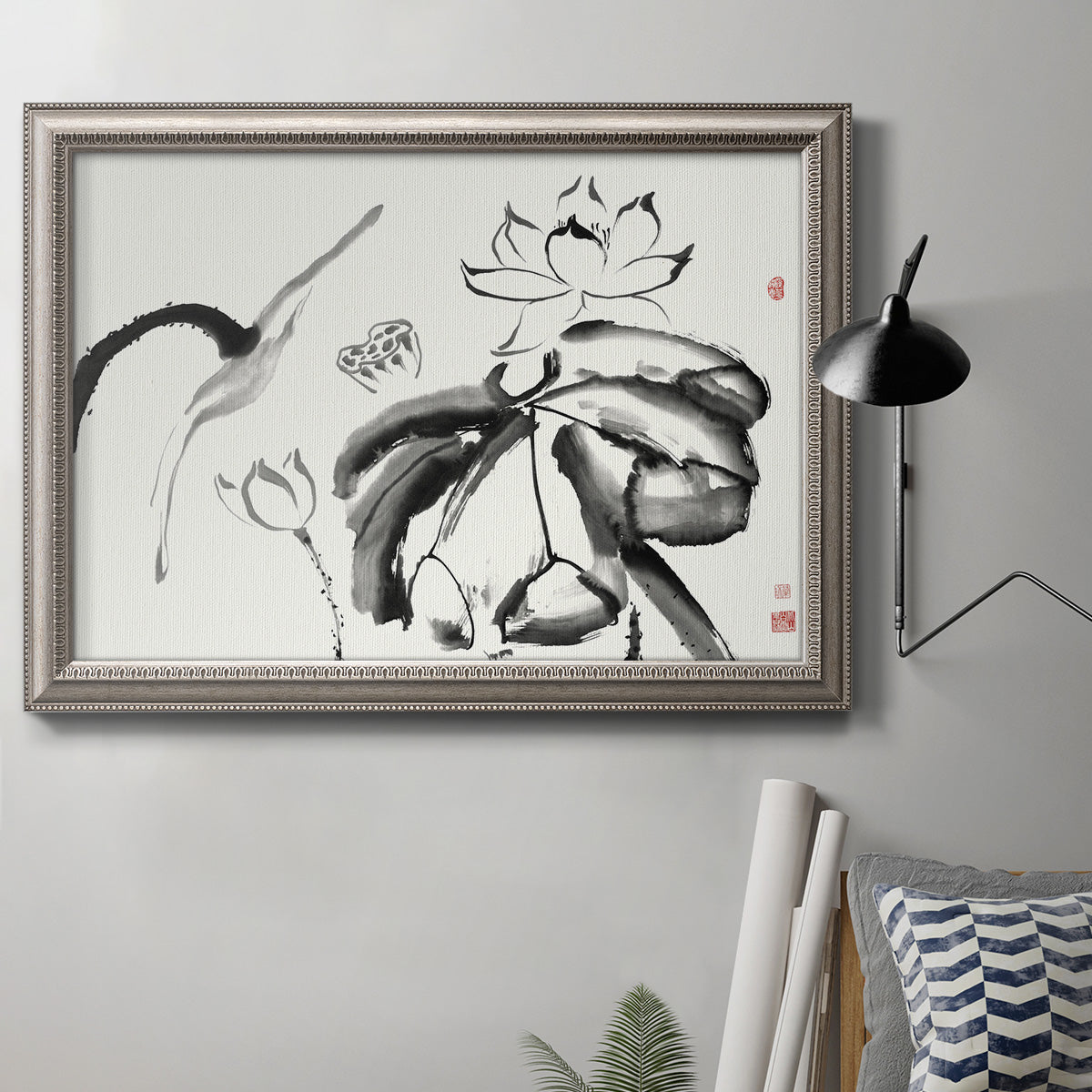 Lotus Study III Premium Framed Canvas- Ready to Hang