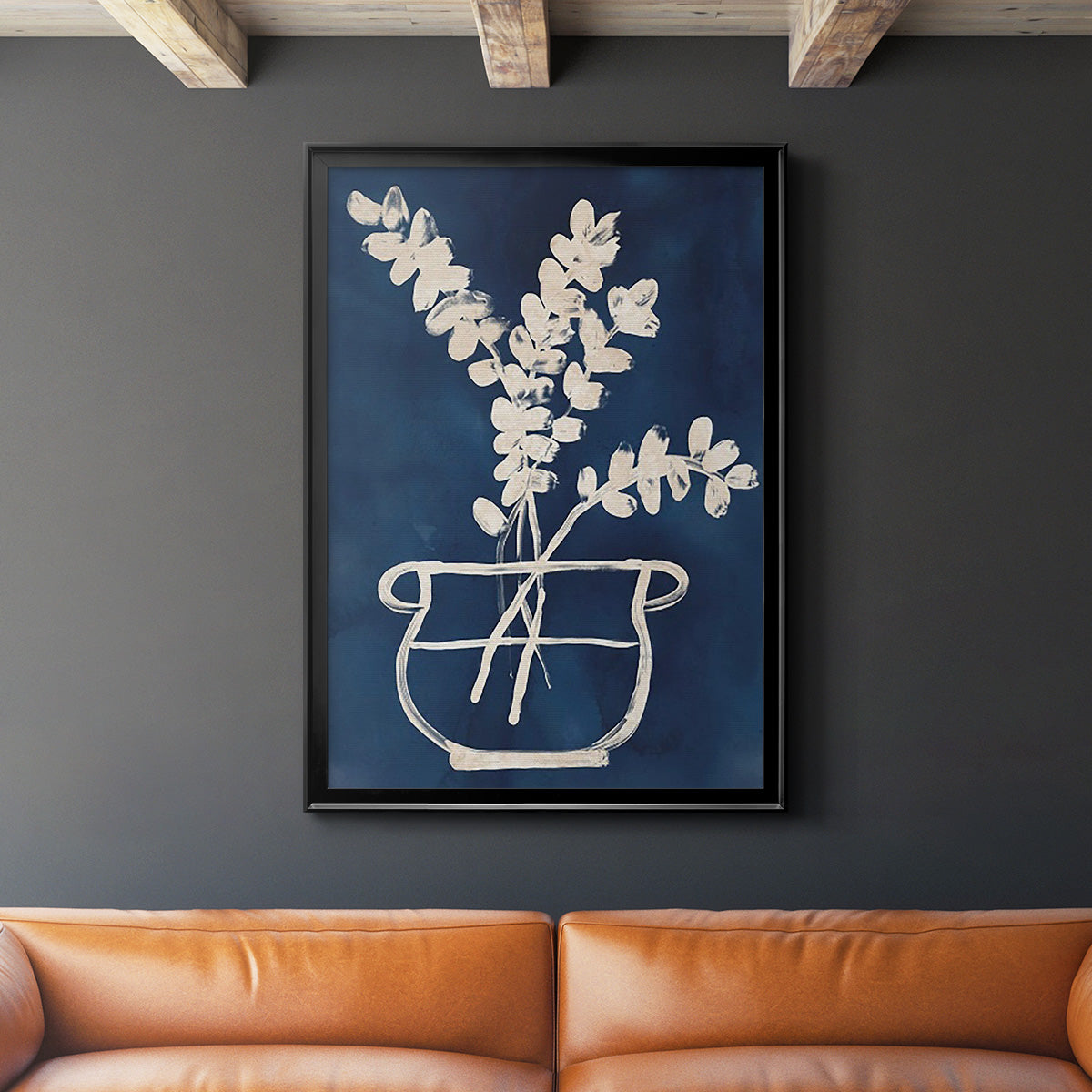 Vessel on Indigo II - Modern Framed Canvas Print