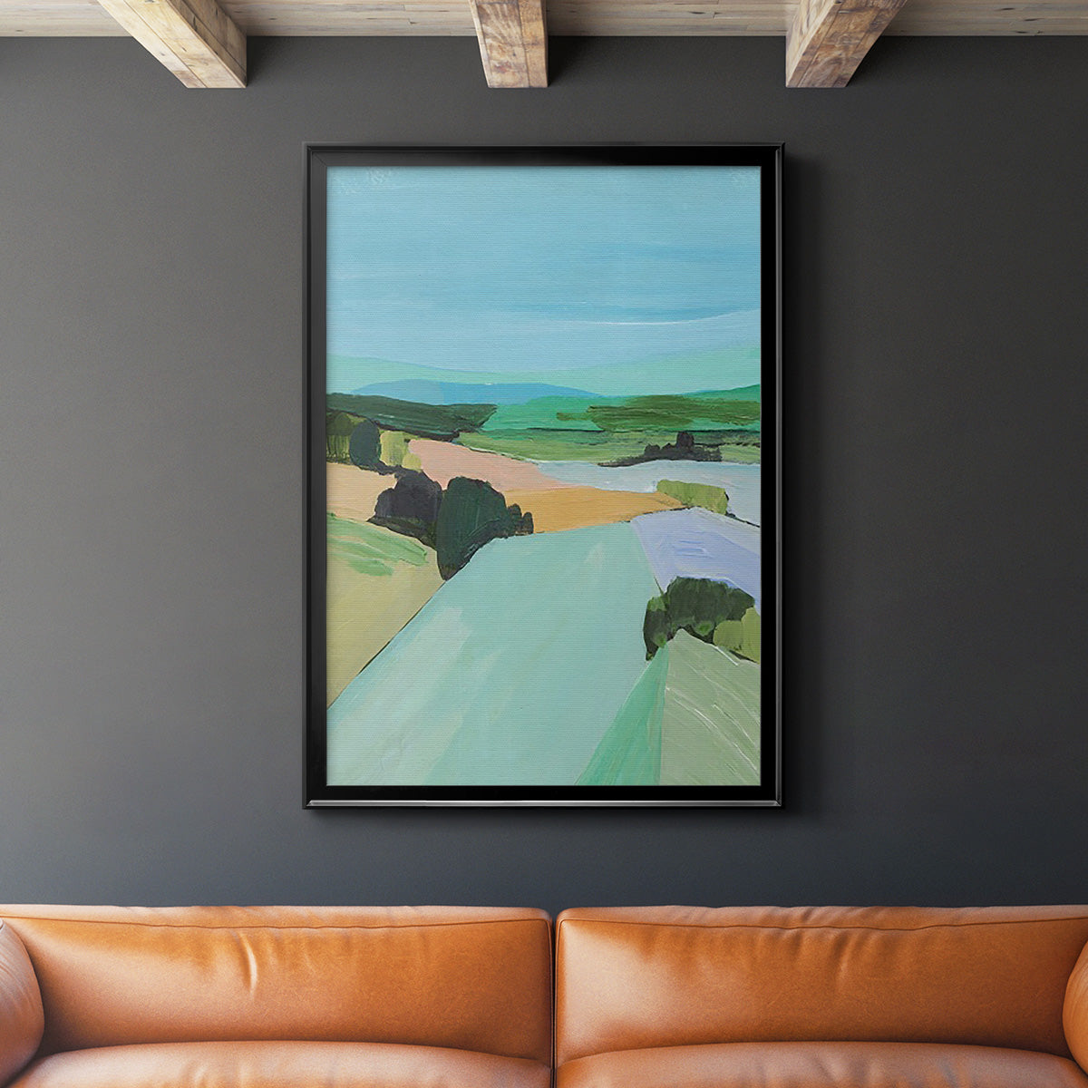 Bright Colored Countryside IV - Modern Framed Canvas Print