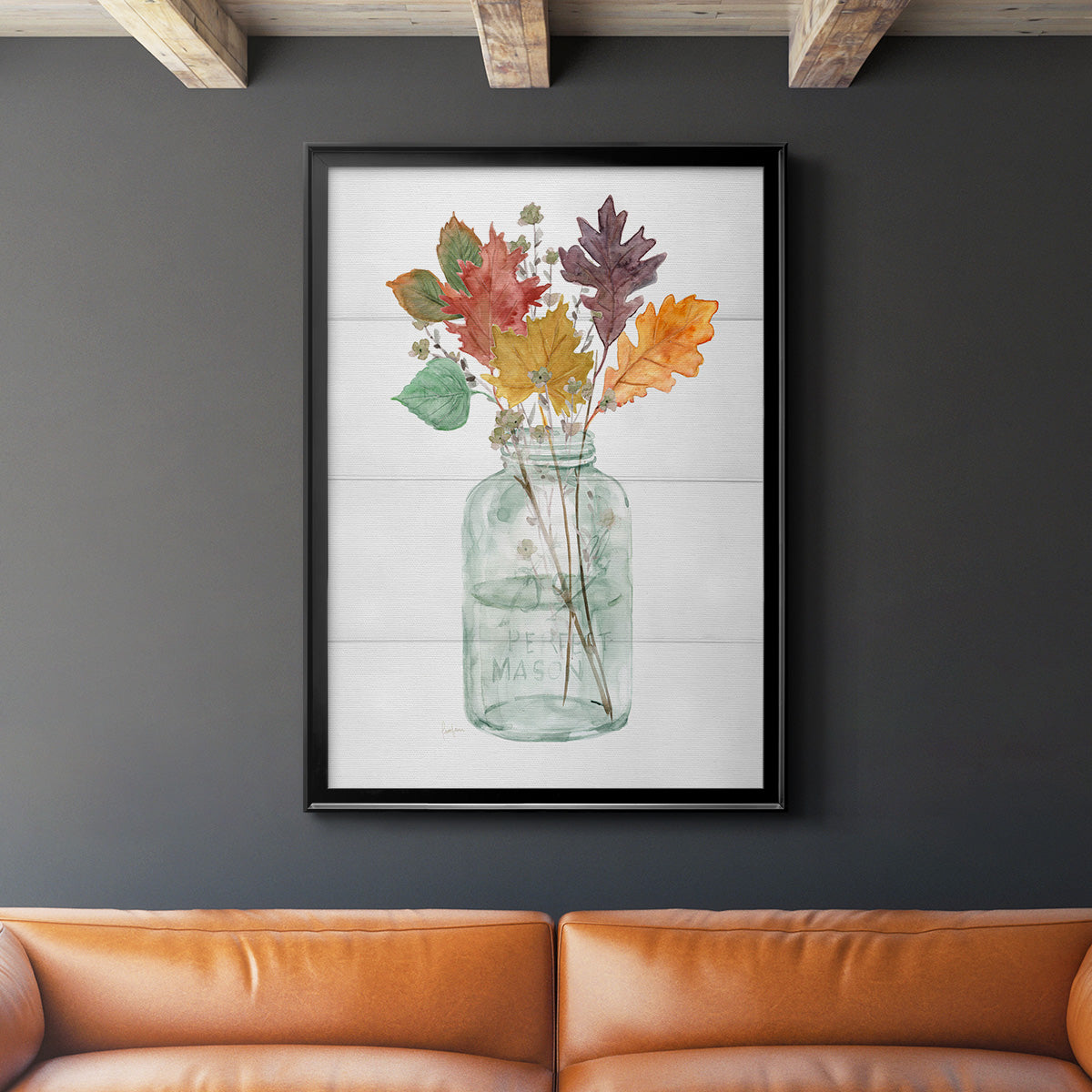 Harvest Home Leaves II - Modern Framed Canvas Print