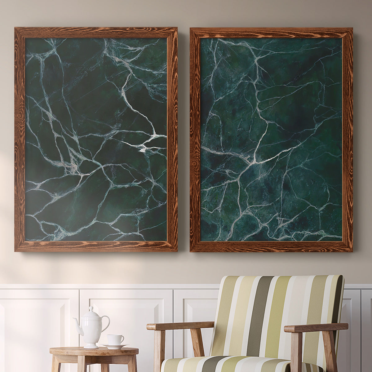 Jade Marble I - Premium Framed Canvas 2 Piece Set - Ready to Hang