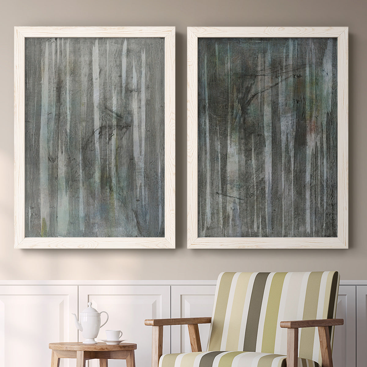 Birch Forest Abstracts I - Premium Framed Canvas 2 Piece Set - Ready to Hang