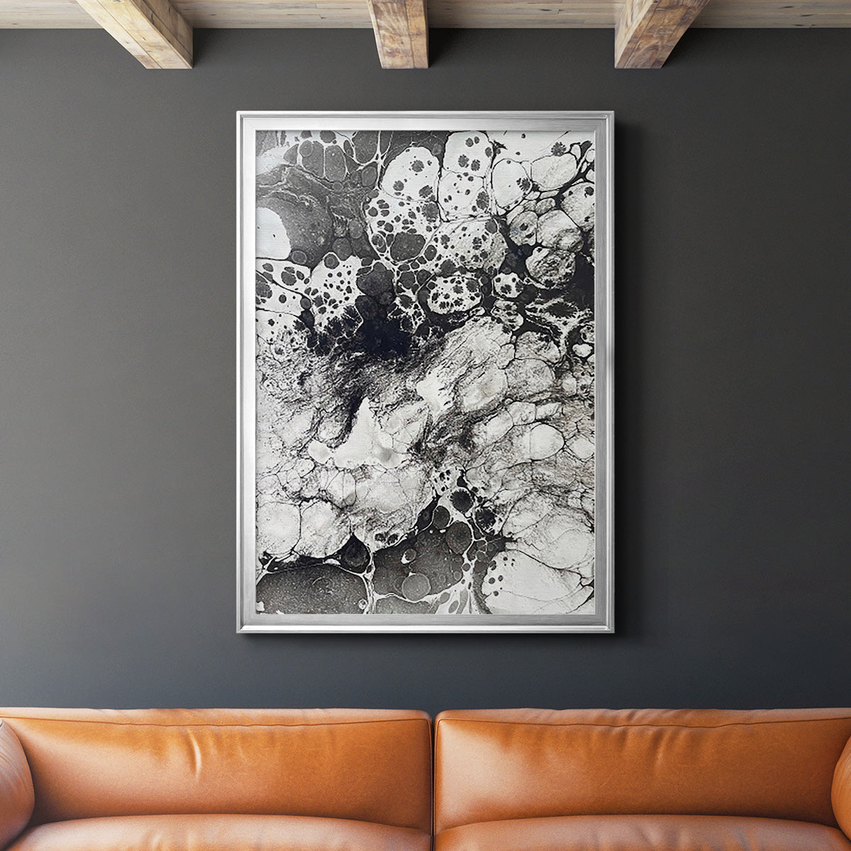 Marbling IX - Modern Framed Canvas Print