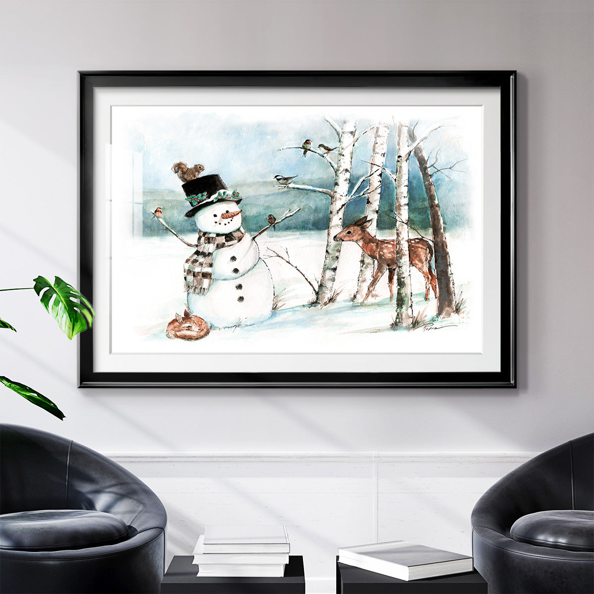 Snow Friends - Modern Framed Art Print