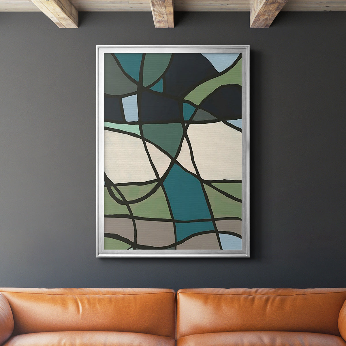 Multicolor Stained Glass I - Modern Framed Canvas Print