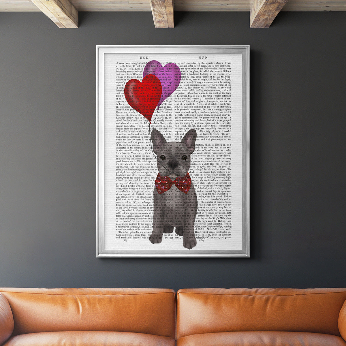 French Bulldog and Balloons - Modern Framed Canvas Print