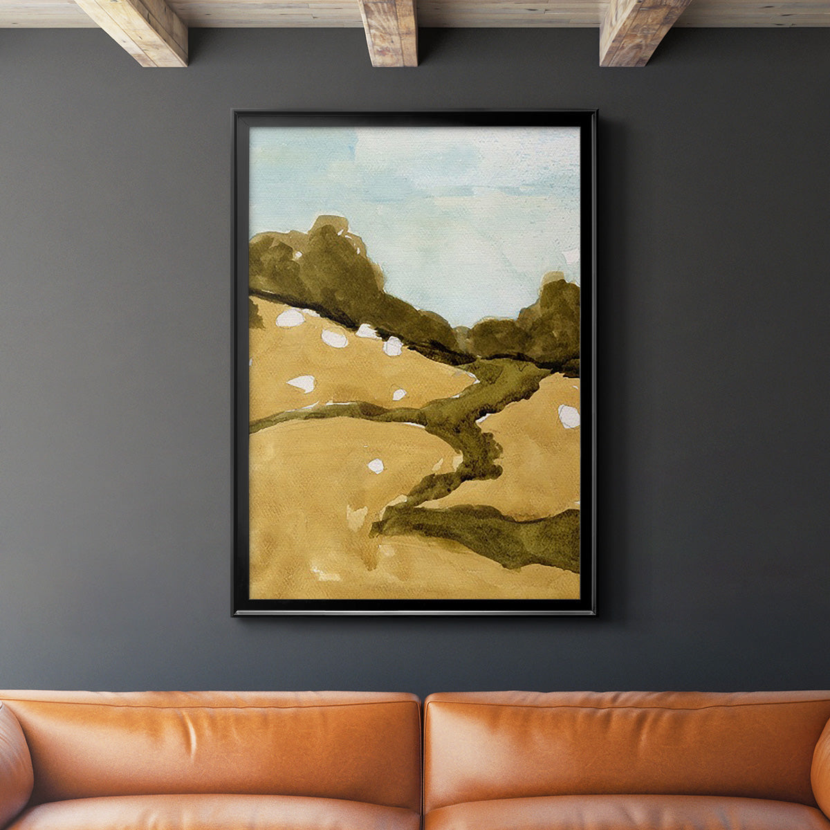 Scattered Sheep II - Modern Framed Canvas Print