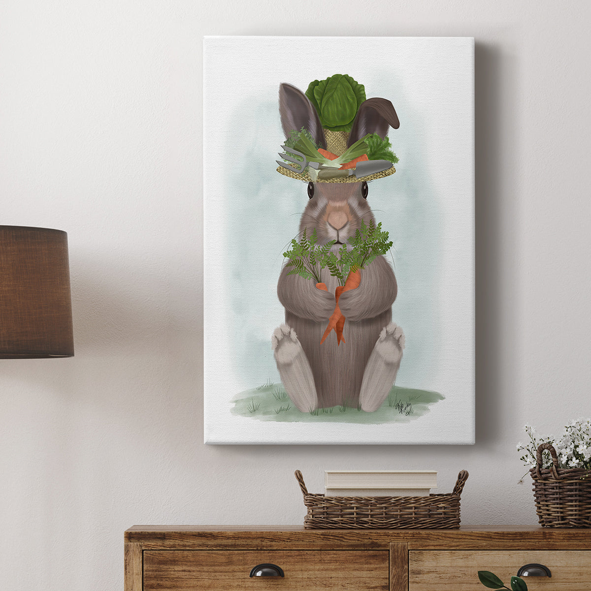 Rabbit Carrot Hat - Canvas Art Print