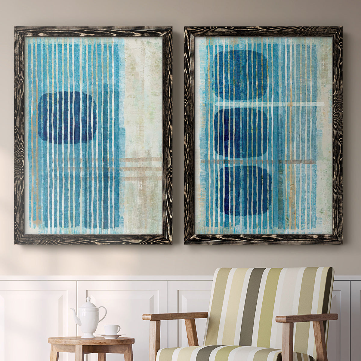 Blue Blue Horizon I - Premium Framed Canvas 2 Piece Set - Ready to Hang