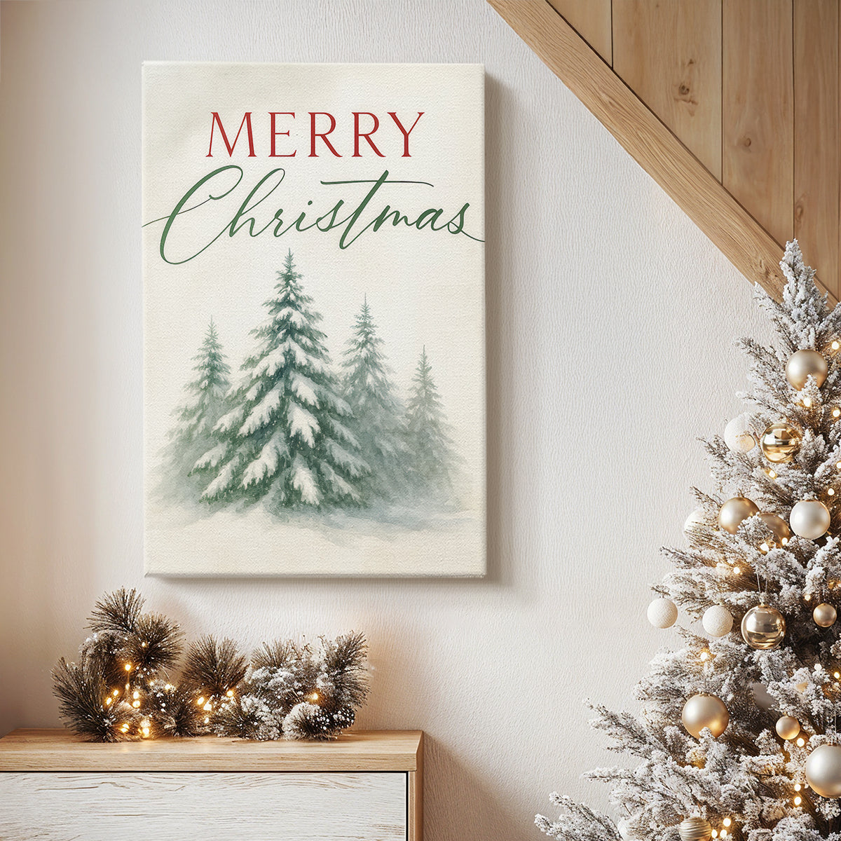 Night of Frostlit Pines - Canvas Art Print