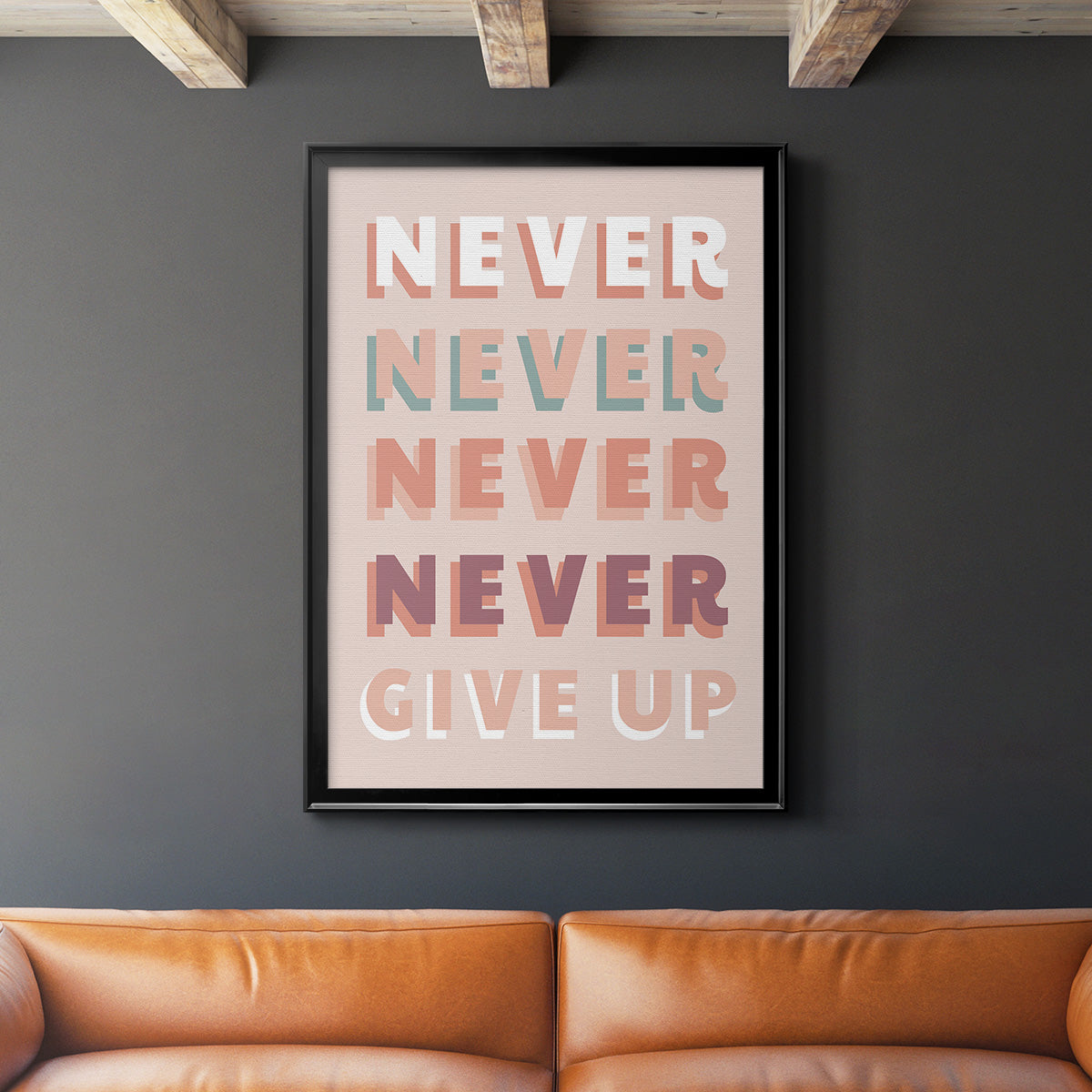 Never Give Up - Modern Framed Canvas Print