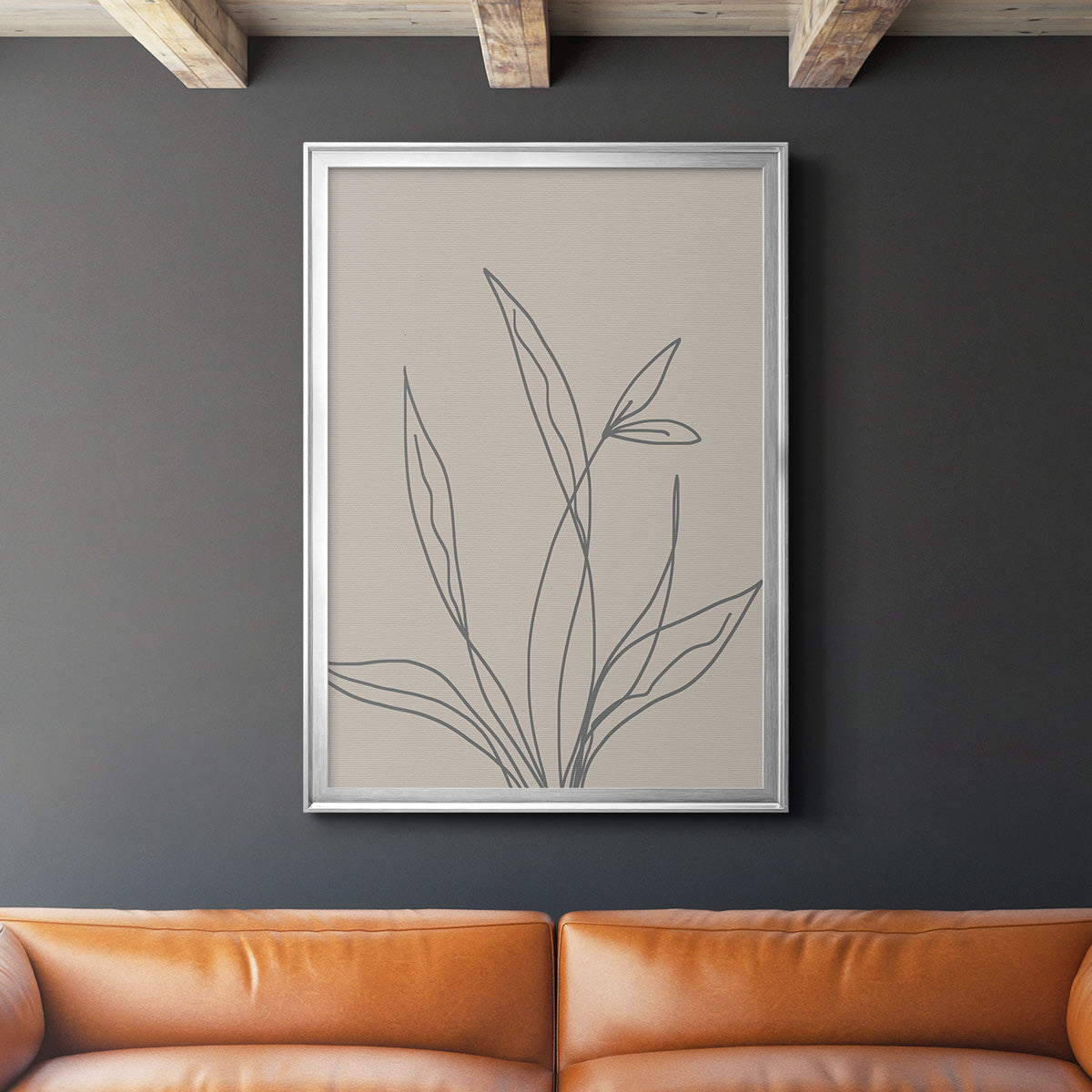 Neutral Lines II - Modern Framed Canvas Print